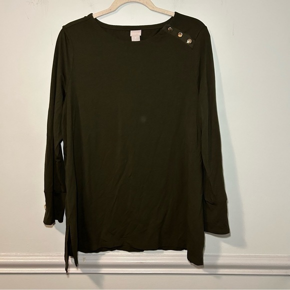Chico’s Dark Green Touch of Cool Hardware Tunic Size XL - Picture 4 of 13